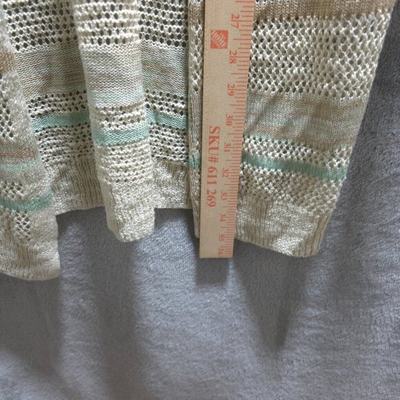 Maurices Striped Pointelle Duster Cardigan , Size Small Open Front Knit Sweater‎ - Picture 7 of 10